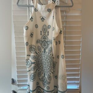 Lulu’s white and green dress with back neck tie size large